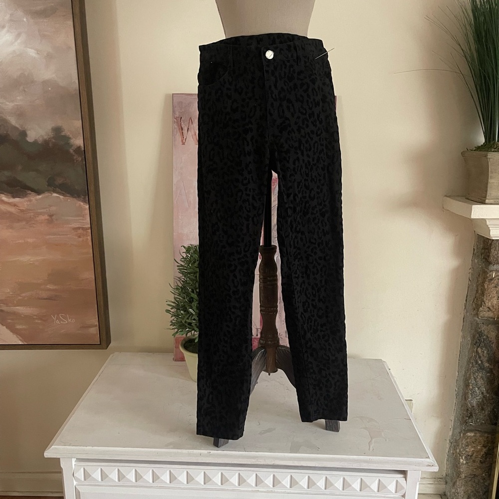 Calzedonia Burnout Black Leopard Velvet Jeans